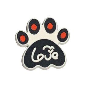 Dog Paw Print Love White Black Orange Croc Shoe Charm Jibbitz